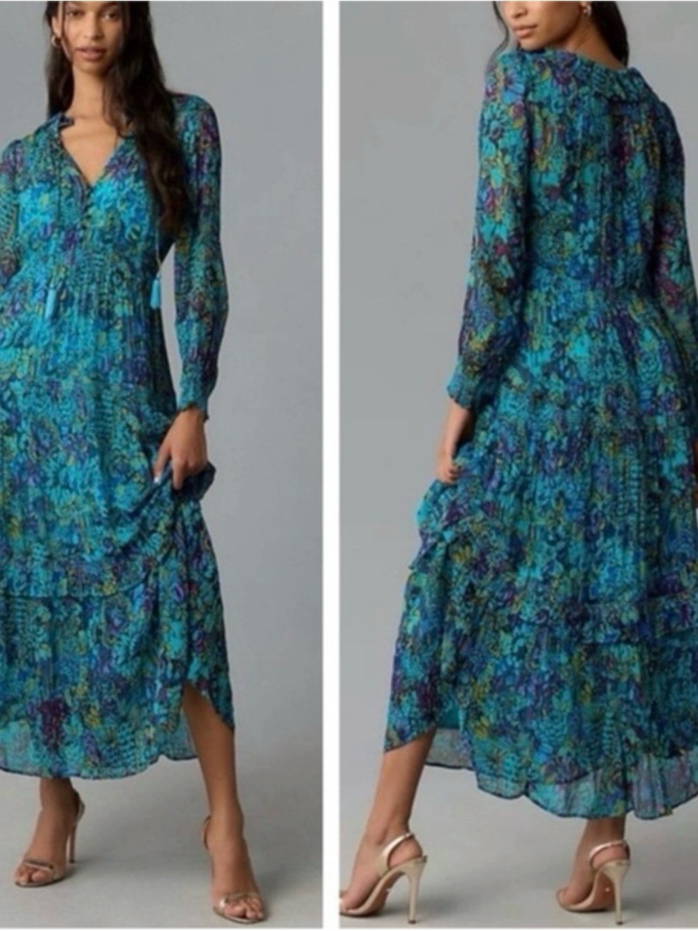 Anthropologie The Marais Chiffon Maxi Slip Dress